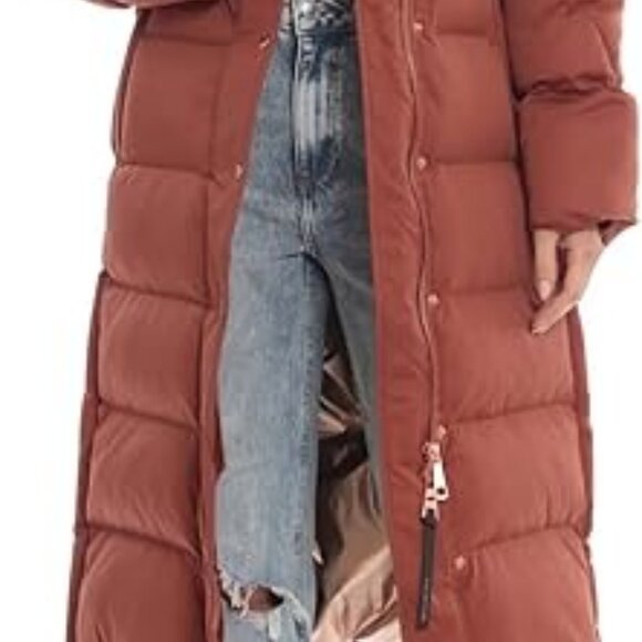 Avec Les Filles Coat Womens Extra Large Puffer Down Fill Copper Long Hooded - Picture 14 of 14